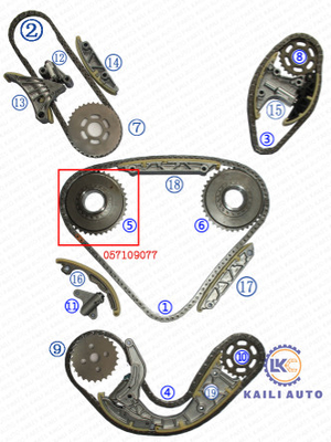 AUDI 2.7L CANAのタイミング チェーン アセンブリVWのフェートン型オープンカーTOUAREG 3.0T CATAの家CEXA 059109229J 106L 057109218K